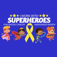 I Work With Superheroes Childhood Cancer Awareness V-Neck T-Shirt