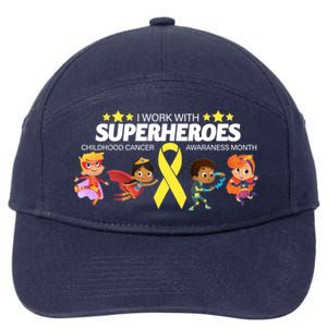 I Work With Superheroes Childhood Cancer Awareness 7-Panel Snapback Hat