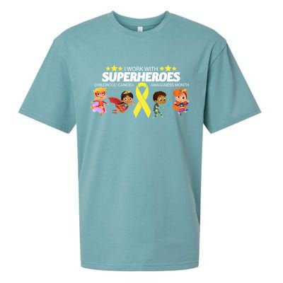 I Work With Superheroes Childhood Cancer Awareness Sueded Cloud Jersey T-Shirt