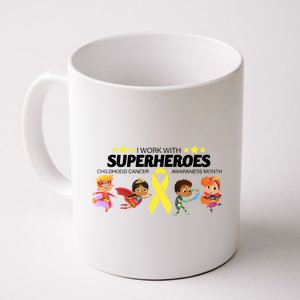 I Work With Superheroes Childhood Cancer Awareness Coffee Mug