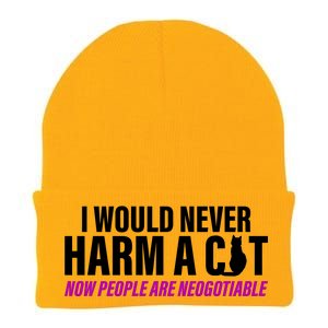 I Would Never Harm A Cat Now People Are Negotiable Knit Cap Winter Beanie