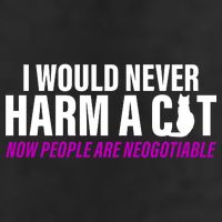 I Would Never Harm A Cat Now People Are Negotiable 7 Panel Mesh Trucker Snapback Hat