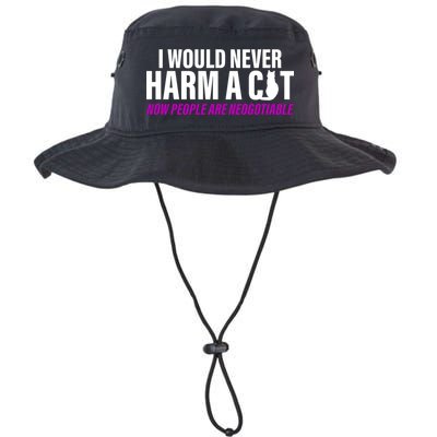 I Would Never Harm A Cat Now People Are Negotiable Bucket Hat