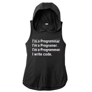 I Write Code Ladies PosiCharge Tri-Blend Wicking Draft Hoodie Tank