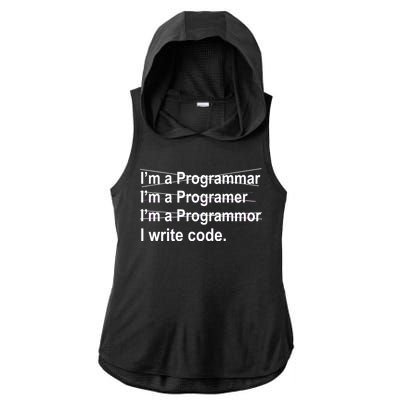 I Write Code Ladies PosiCharge Tri-Blend Wicking Draft Hoodie Tank