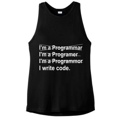 I Write Code Ladies PosiCharge Tri-Blend Wicking Tank