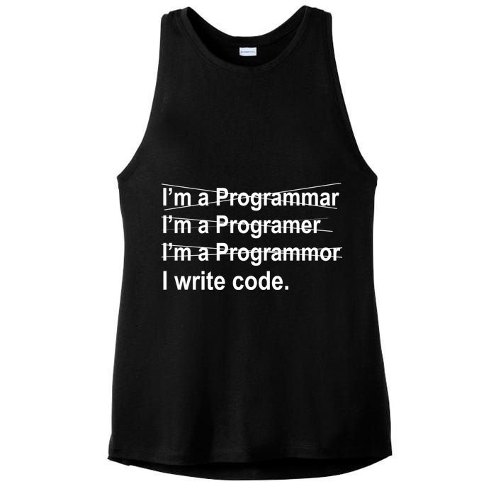 I Write Code Ladies PosiCharge Tri-Blend Wicking Tank