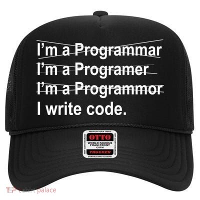 I Write Code High Crown Mesh Back Trucker Hat