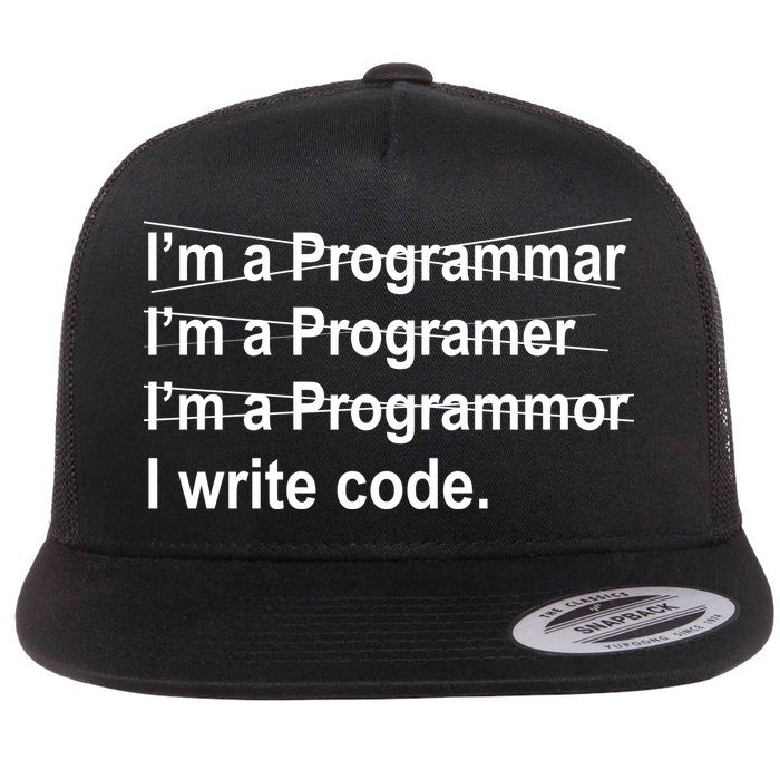 I Write Code Flat Bill Trucker Hat