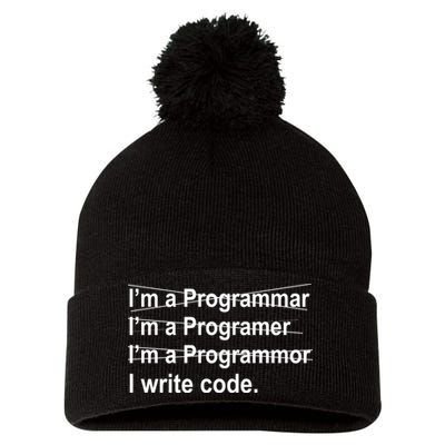 I Write Code Pom Pom 12in Knit Beanie