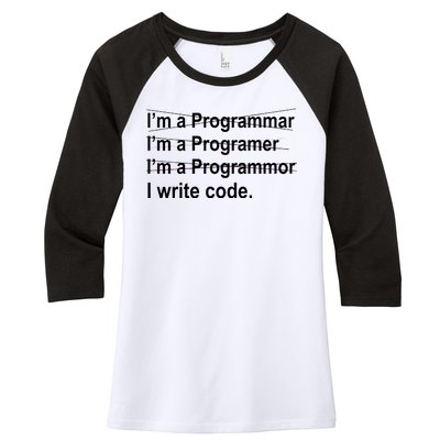 I Write Code Women's Tri-Blend 3/4-Sleeve Raglan Shirt