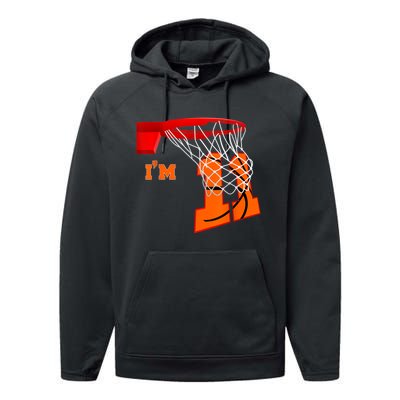 I'm 11 Basketball Birthday Boy And Girl 11 Year Old Birthday Performance Fleece Hoodie