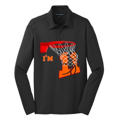 I'm 11 Basketball Birthday Boy And Girl 11 Year Old Birthday Silk Touch Performance Long Sleeve Polo