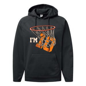 I'm 10 Basketball Theme Birthday Party Celebration 10th Performance Fleece Hoodie