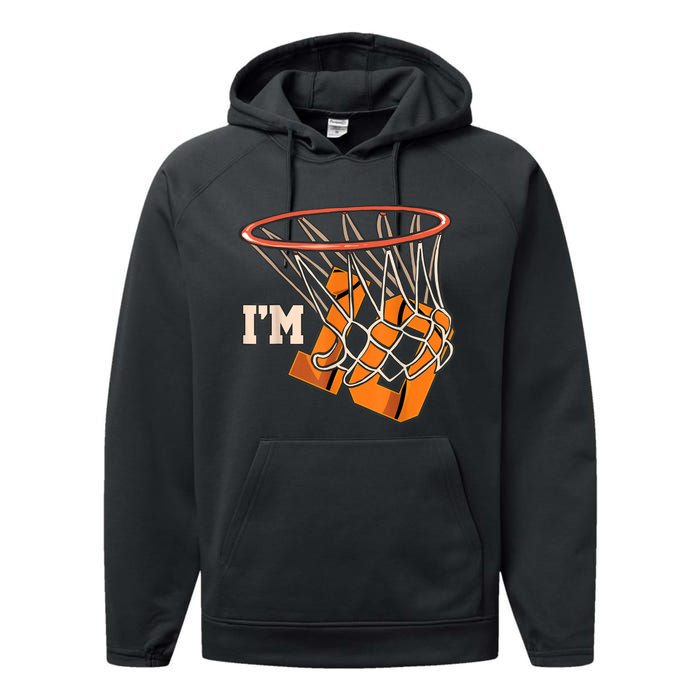 I'm 10 Basketball Theme Birthday Party Celebration 10th Performance Fleece Hoodie