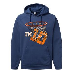 I'm 10 Basketball Theme Birthday Party Celebration 10th Performance Fleece Hoodie