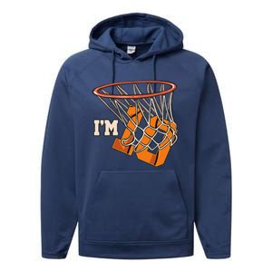 IM 10 Basketball Theme Birthday Party Celebration 10th Performance Fleece Hoodie