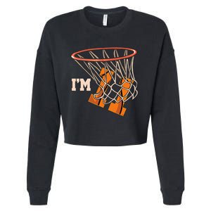 I'm 11 Basketball Theme Birthday Party Celebration 11th Cropped Pullover Crew