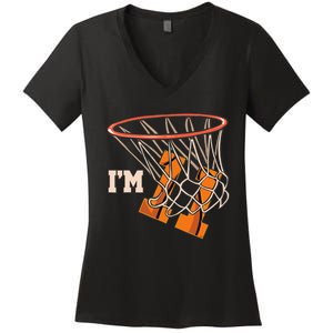 I'm 11 Basketball Theme Birthday Party Celebration 11th Women's V-Neck T-Shirt