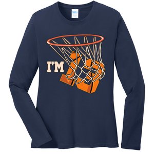 I'm 13 Basketball Theme Birthday Party Celebration 13th Ladies Long Sleeve Shirt