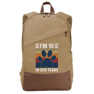 I'm 10 In Dog Years 70th Birthday Vintage Funny 70 Year Old Cotton Canvas Backpack