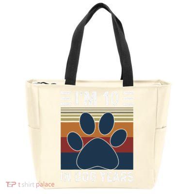 I'm 10 In Dog Years 70th Birthday Vintage Funny 70 Year Old Zip Tote Bag