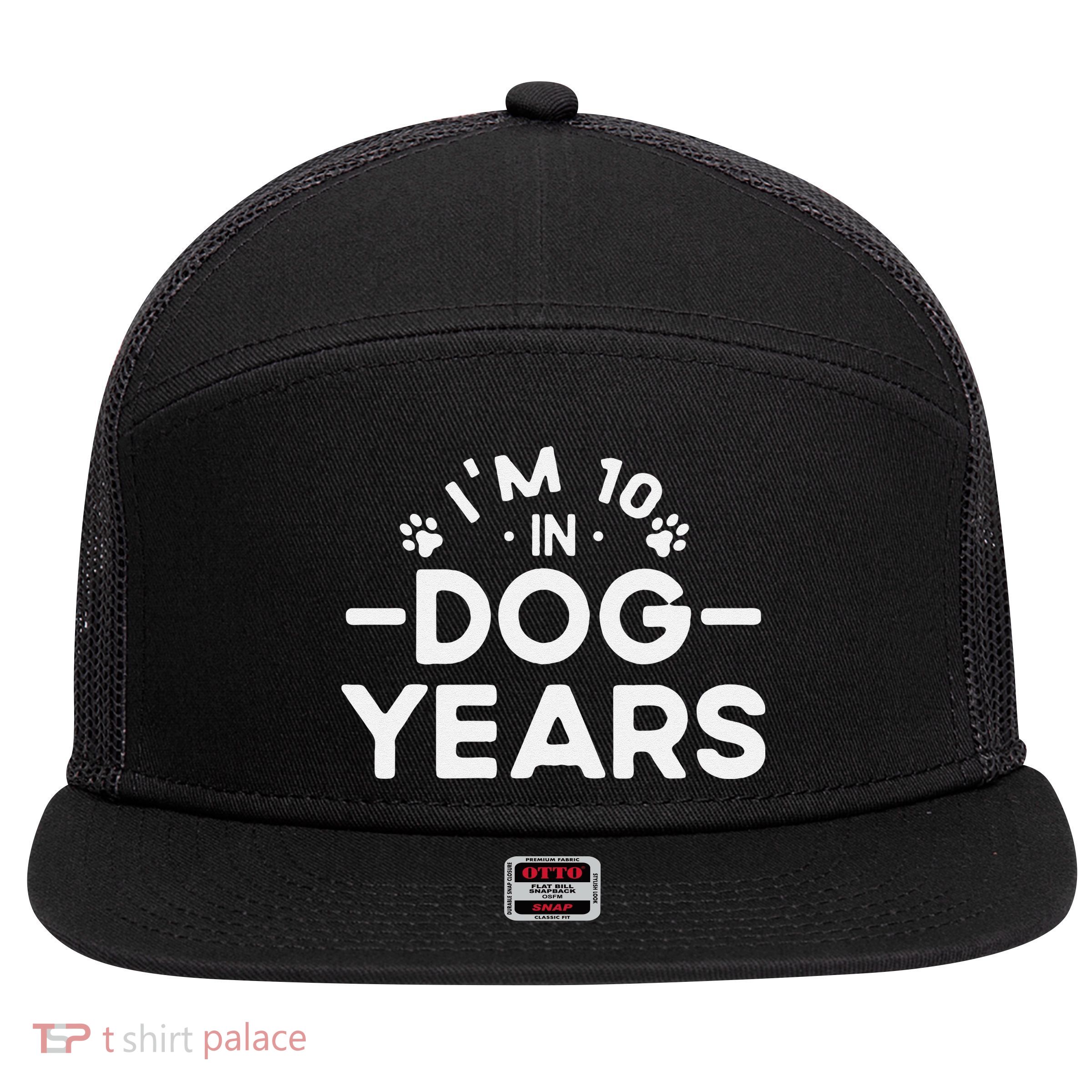 Im 10 In Dog Years Funny 70th Birthday 70 Years Old 7 Panel Mesh Trucker Snapback Hat