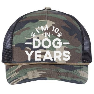 Im 10 In Dog Years Funny 70th Birthday 70 Years Old Retro Rope Trucker Hat Cap