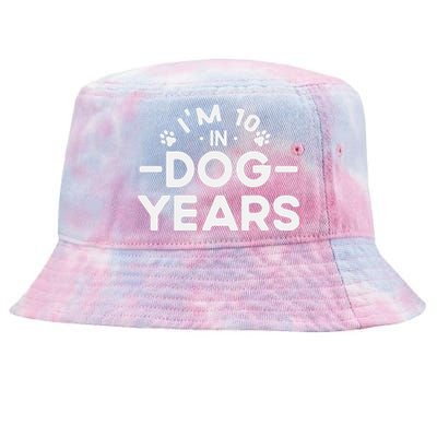 Im 10 In Dog Years Funny 70th Birthday 70 Years Old Tie-Dyed Bucket Hat