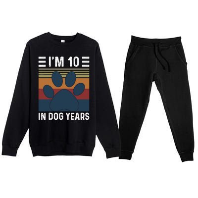 I'm 10 In Dog Years 70th Birthday Vintage Funny 70 Year Old Premium Crewneck Sweatsuit Set