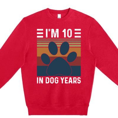 I'm 10 In Dog Years 70th Birthday Vintage Funny 70 Year Old Premium Crewneck Sweatshirt