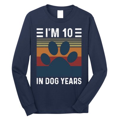 I'm 10 In Dog Years 70th Birthday Vintage Funny 70 Year Old Long Sleeve Shirt