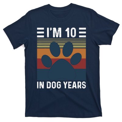 I'm 10 In Dog Years 70th Birthday Vintage Funny 70 Year Old T-Shirt