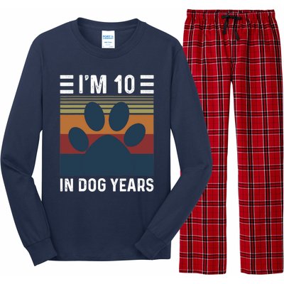 I'm 10 In Dog Years 70th Birthday Vintage Funny 70 Year Old Long Sleeve Pajama Set