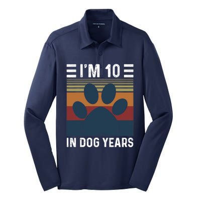 I'm 10 In Dog Years 70th Birthday Vintage Funny 70 Year Old Silk Touch Performance Long Sleeve Polo