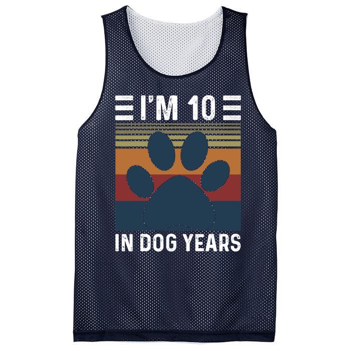 I'm 10 In Dog Years 70th Birthday Vintage Funny 70 Year Old Mesh Reversible Basketball Jersey Tank