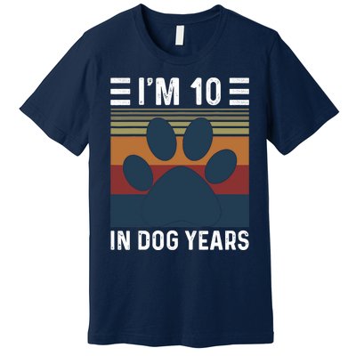 I'm 10 In Dog Years 70th Birthday Vintage Funny 70 Year Old Premium T-Shirt