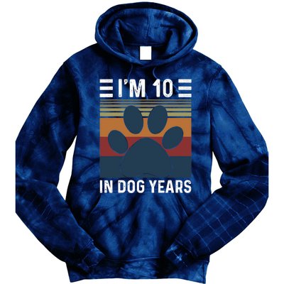 I'm 10 In Dog Years 70th Birthday Vintage Funny 70 Year Old Tie Dye Hoodie