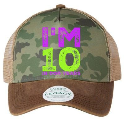 Im 10 In Dog Years. Funny 70th Birthday Gift Legacy Tie Dye Trucker Hat