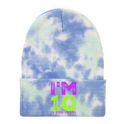 Im 10 In Dog Years. Funny 70th Birthday Gift Tie Dye 12in Knit Beanie