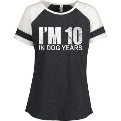 Im 10 In Dog Years Funny Birthday Enza Ladies Jersey Colorblock Tee