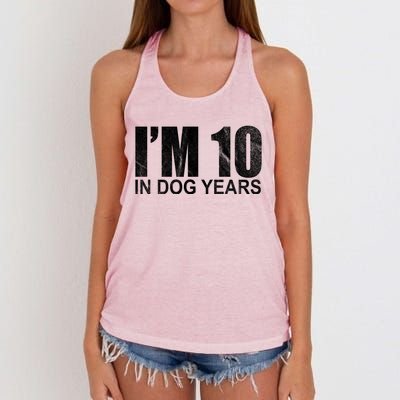 Im 10 In Dog Years Funny Birthday Women's Knotted Racerback Tank