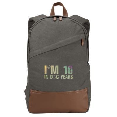 Im 10 In Dog Years Funny 70th Birthday Vintage Cotton Canvas Backpack