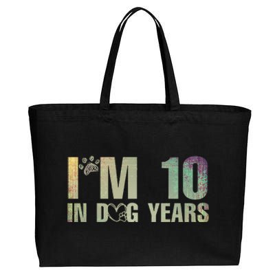 Im 10 In Dog Years Funny 70th Birthday Vintage Cotton Canvas Jumbo Tote