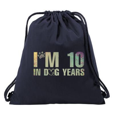 Im 10 In Dog Years Funny 70th Birthday Vintage Drawstring Bag