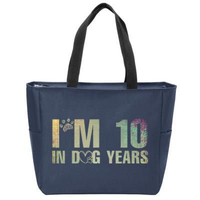 Im 10 In Dog Years Funny 70th Birthday Vintage Zip Tote Bag