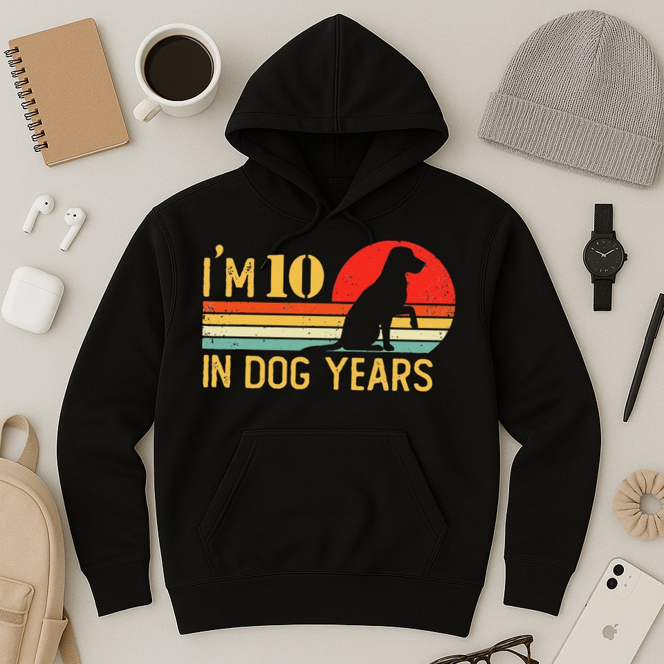 I'm 10 In Dog Years 70th Birthday Vintage Funny 70 Year Old Hoodie