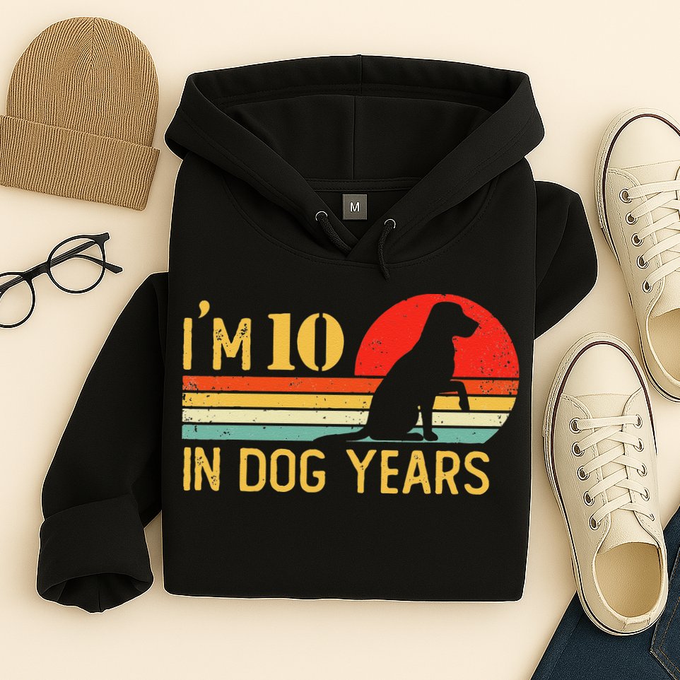 I'm 10 In Dog Years 70th Birthday Vintage Funny 70 Year Old Hoodie