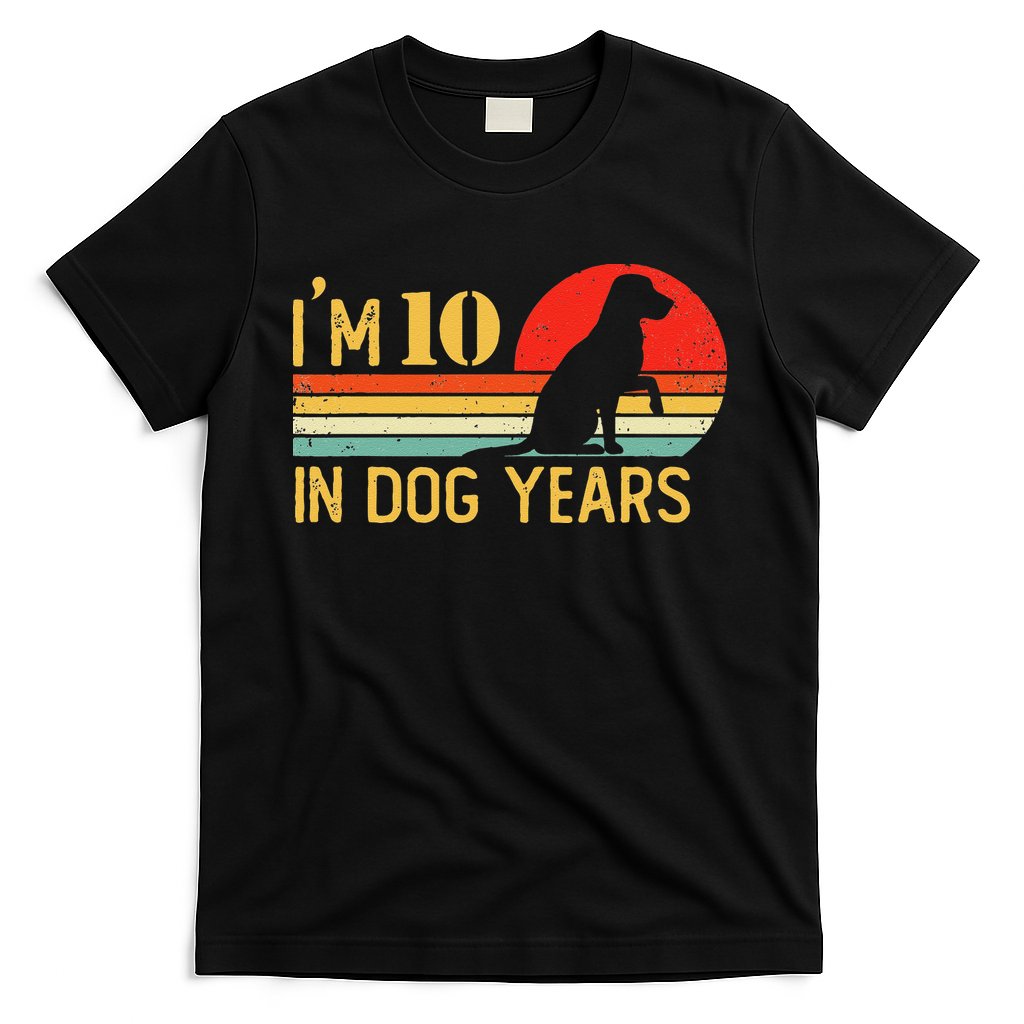 I'm 10 In Dog Years 70th Birthday Vintage Funny 70 Year Old T-Shirt