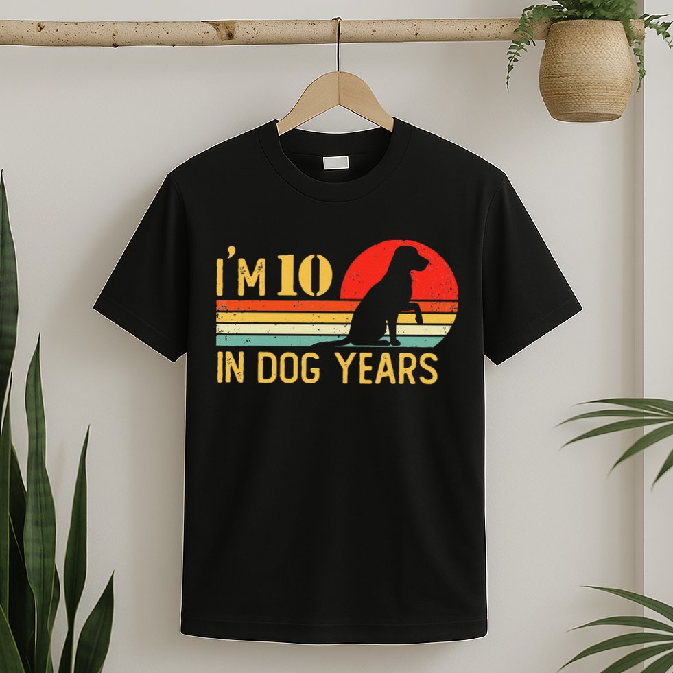 I'm 10 In Dog Years 70th Birthday Vintage Funny 70 Year Old T-Shirt